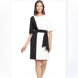 Maggy London black  /white ecru mini dress